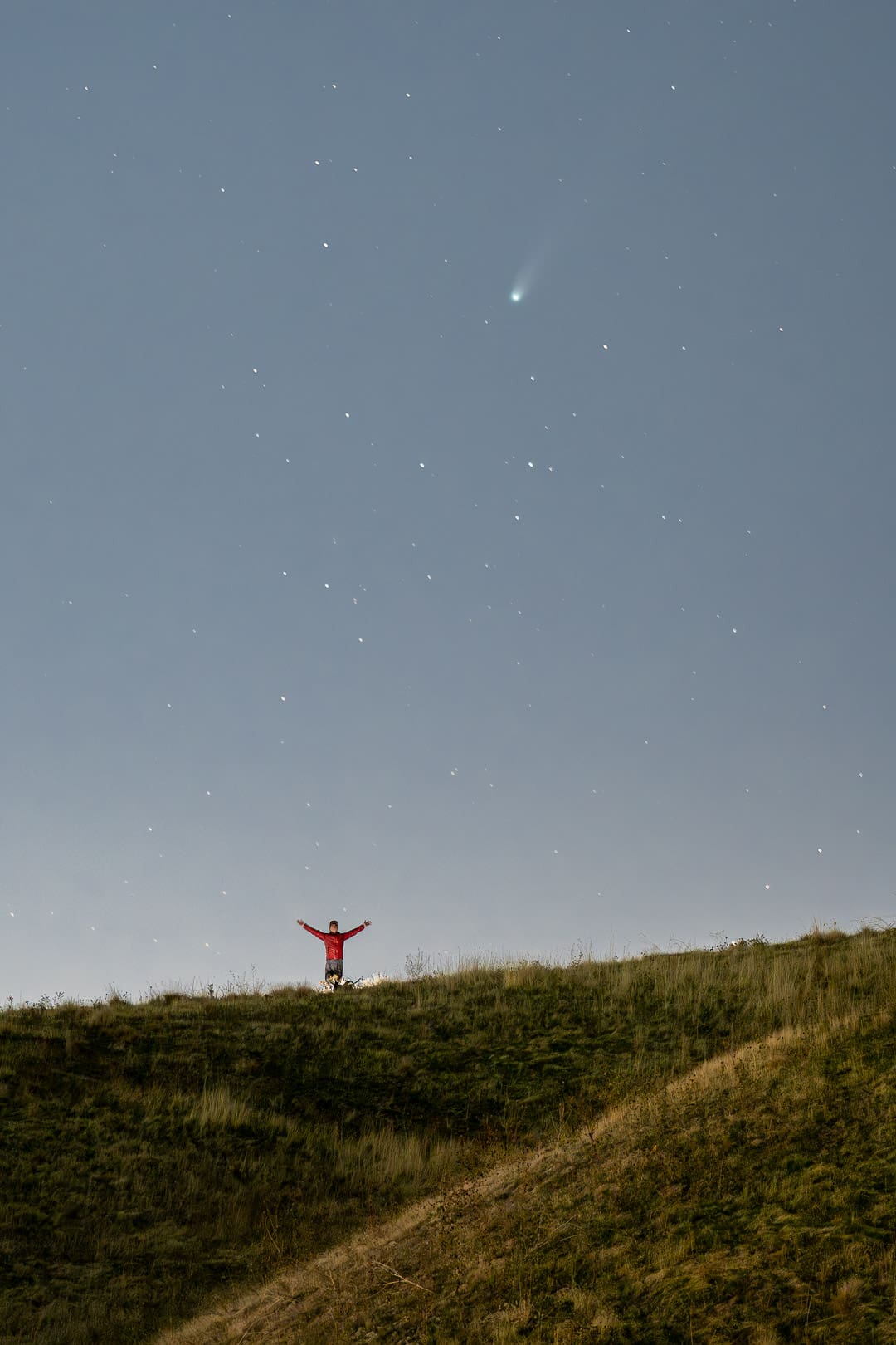 Self-portrait with C/2025 A6 (Lemmon) in the Boise Foothills