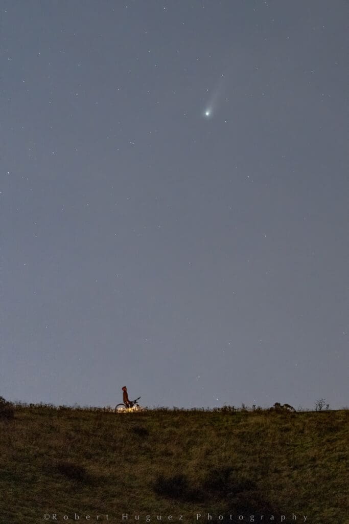Boise photographer captures rare Comet Lemmon in stunning self-portraits. Discover the art and awe of celestial event photography.