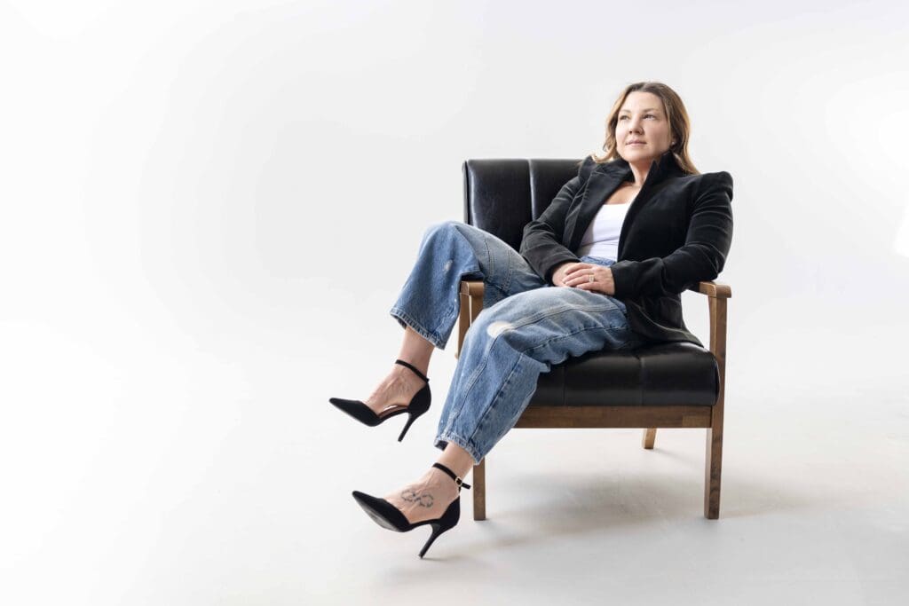 Boise branding photographer capturing a confident functional medicine business coach for Empowered Practice Collective during a studio branding session