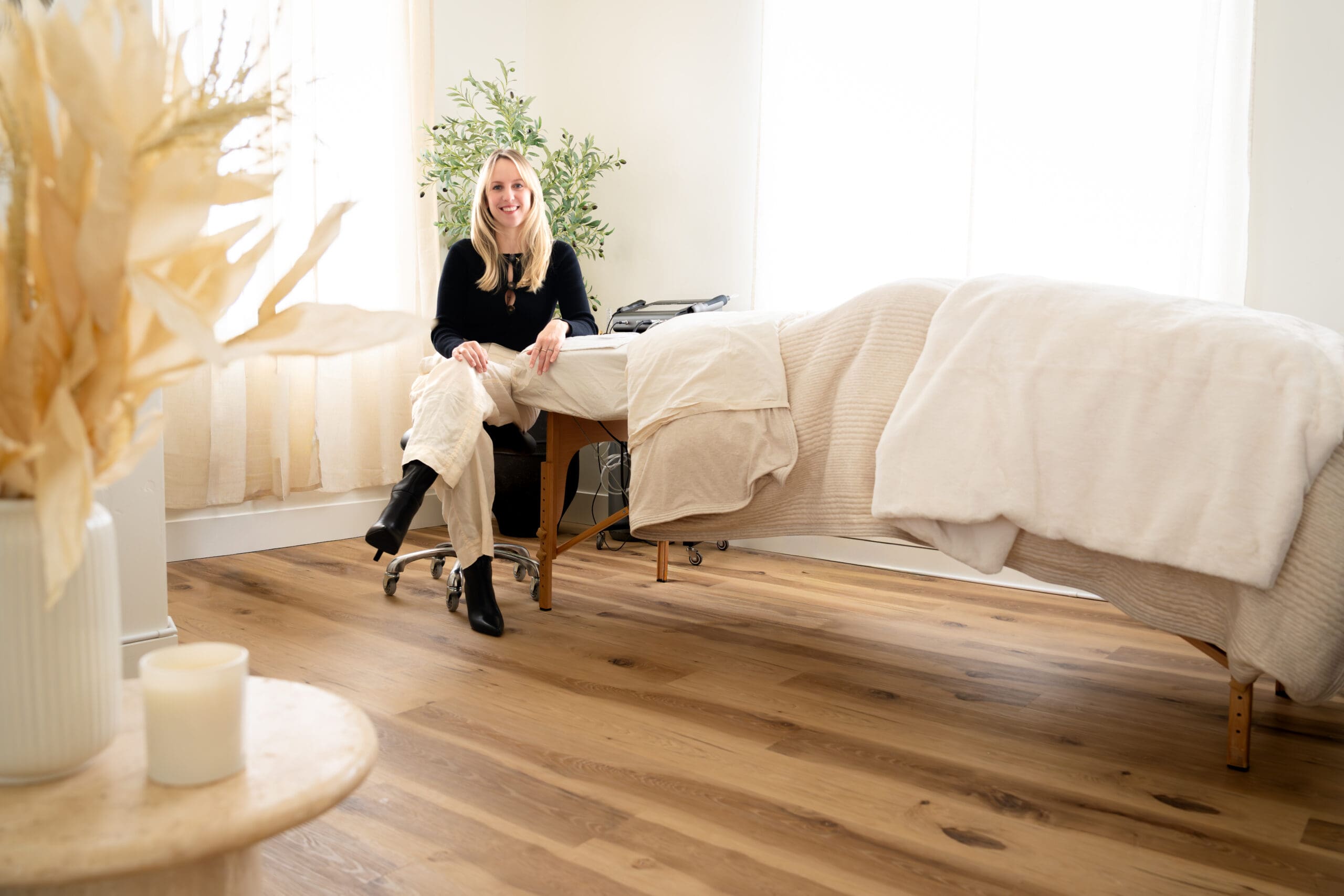 Boise branding photography session for aesthetic wellness clinic in office